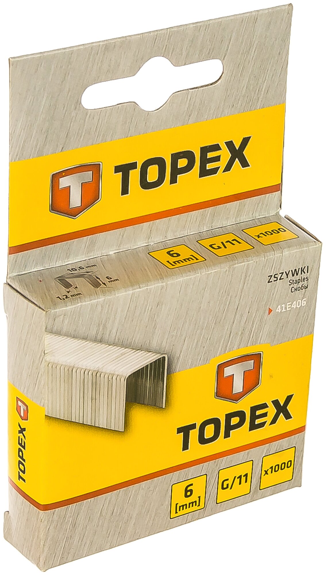 Скобы тип J (6 x 11.3 x 0.7 мм) 1000 шт. TOPEX 41E306 - фотография № 2