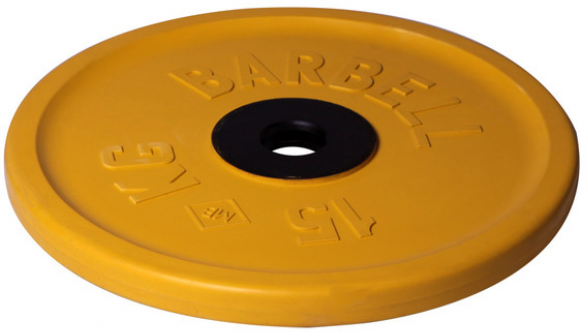 Диск олимпийский MB Barbell d 51 мм цветной 15,0 кг (жёлтый)