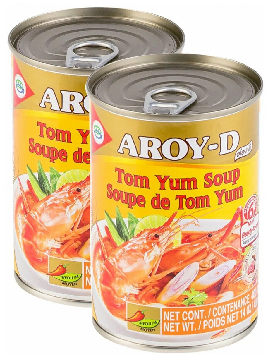 Суп Том Ям Aroy-D, консервированный, 2 шт по 400 гр, Таиланд