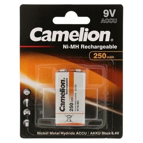 Аккумуляторные батарейки Camelion HR22 250mah NH-9V250BP1 BL1 аккумулятор 9v 200 mah camelion ni mh sp 1 nh 9v200bp1 9b