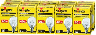 Лампа накаливания Navigator 94 314 NI-C, шар, 40 Вт, Е14, упаковка 10 шт.
