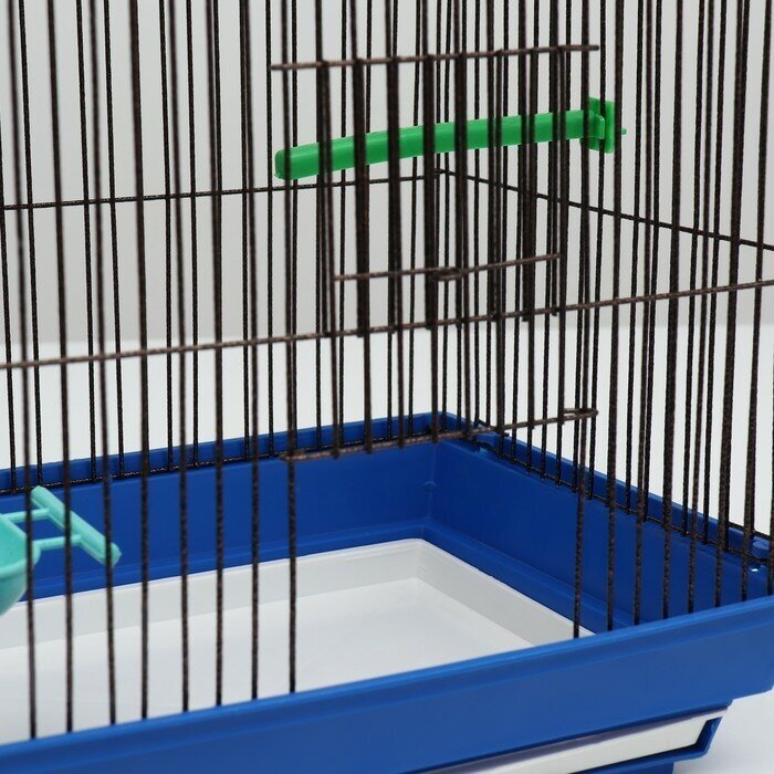 Клетка для птиц большая, полукруглая, с наполнением, 35 х 28 х 45 см, синий 9425804 - фотография № 6