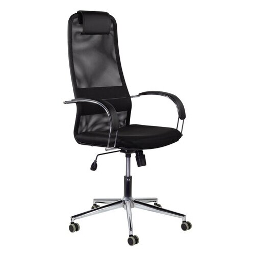 фото Кресло офисное brabix "pilot ex-610 ch" premium, хром, ткань-сетка, черное, 532417