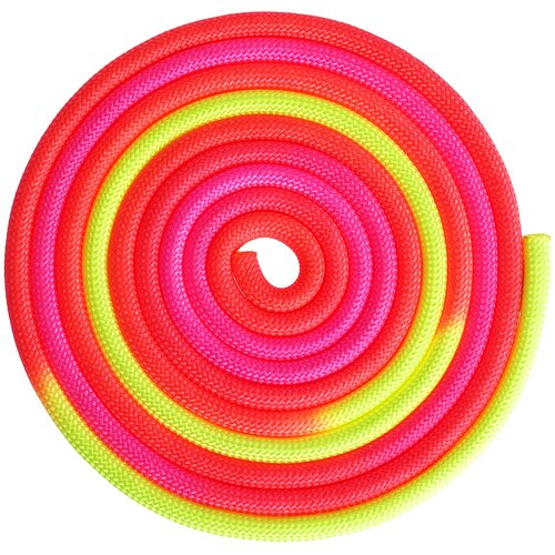 фото Grace dance скакалка для гимнастики утяжеленная, трехцветная, 3 м, цвет красный/желтый/розовый