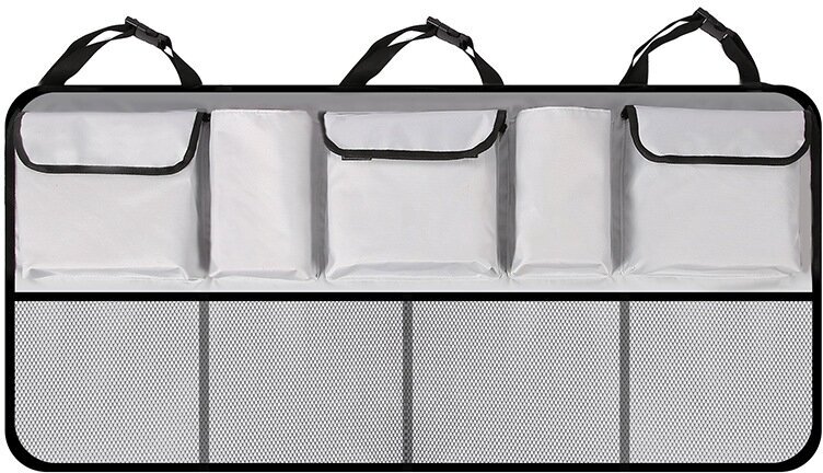 Подвесная сумка органайзер для хранения на спинке автомобильного сидения водонепроницаемая сумка в багажник автомобиля 52 х 108 см (Серый)