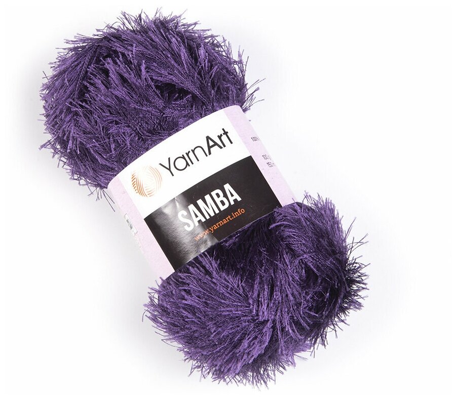 Пряжа для вязания YarnArt Samba (ЯрнАрт Самба) - 1 моток 28 фиолетовый, травка, фантазийная для игрушек 100% полиэстер 150м/100г