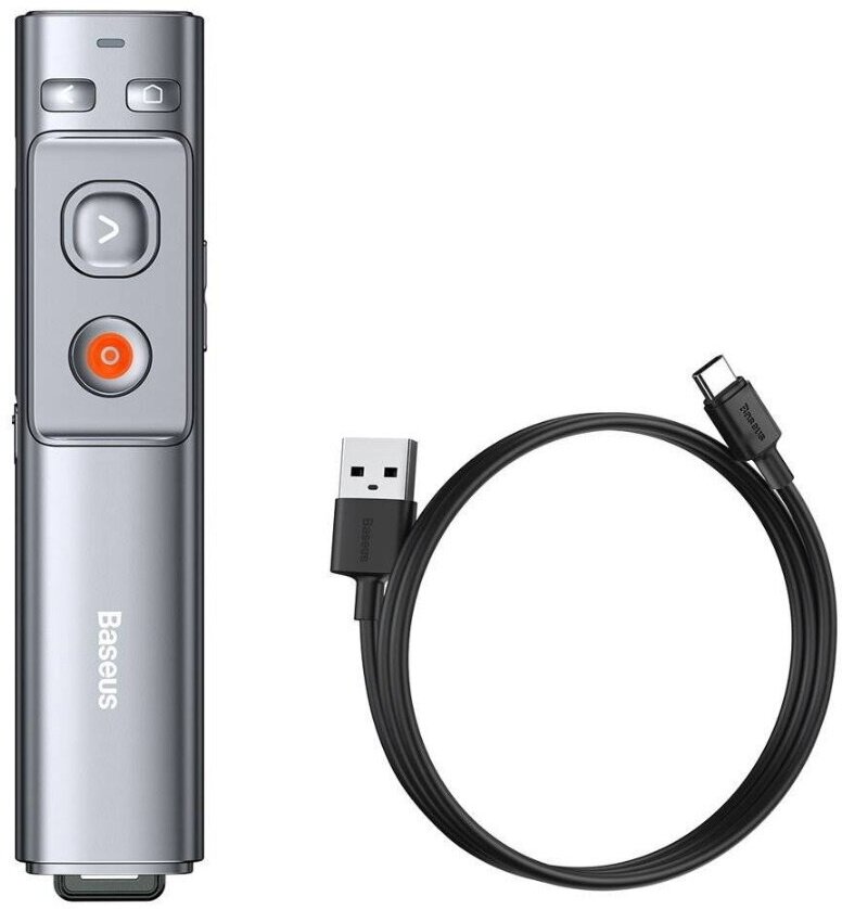 Пульт дистанционного управления для презентаций Baseus Orange Dot Wireless Presenter (Red Laser) Grey (WKCD000013)