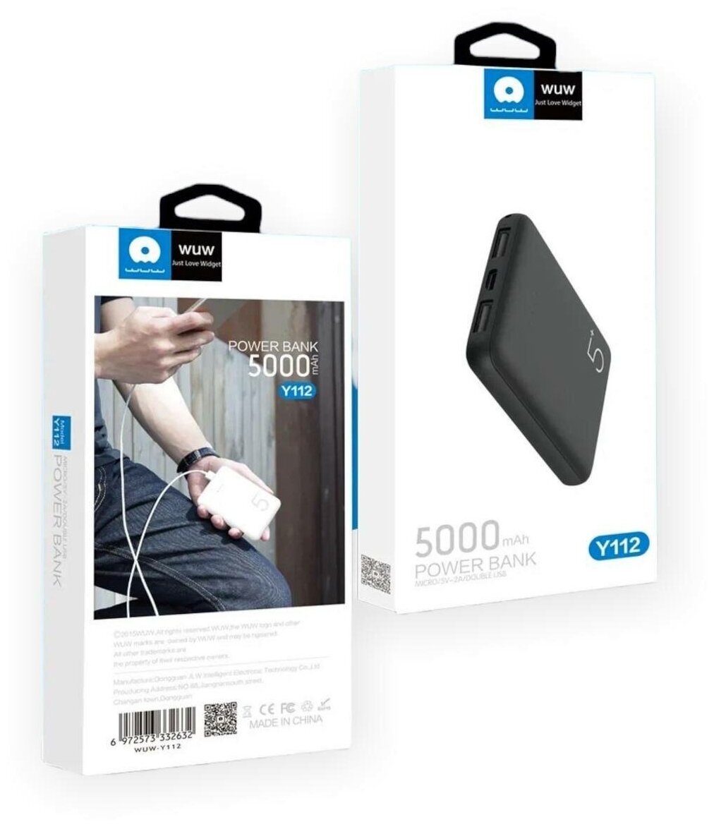 Повербанк Power Bank 5000mAh Выход: 2USB / Вход : micro Usb и type-C / черный