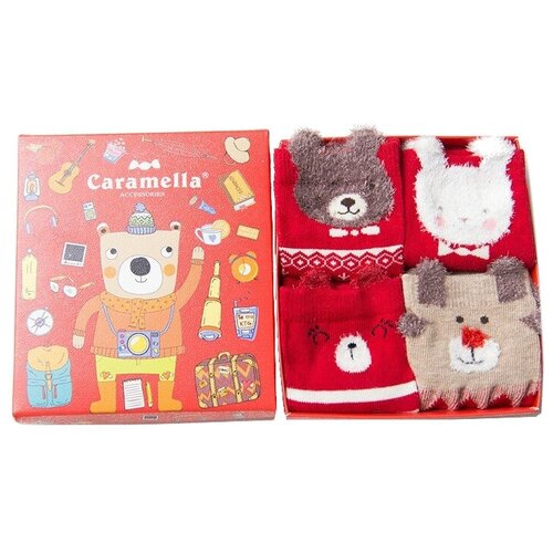 фото Носки caramella комплект из 4 пар, размер 14-16, красный