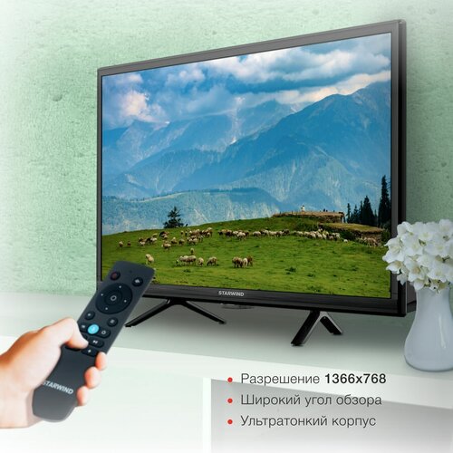 24 Телевизор StarWind SW-LED24SG304 HD черный смарт ТВ Яндекс ТВ 977000₽