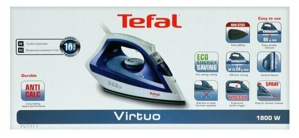 Утюг Tefal FV1711 синий/белый - фотография № 15