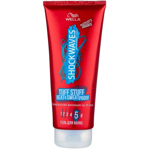 wella shockwaves tuff stuff heat sweat proof gel 200ml Wella гель Shockwaves Tuff Stuff Heat & Sweat Proof, экстрасильная фиксация, 200 мл