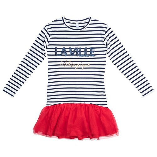 фото Платье playtoday размер 146, белый/черный/красный