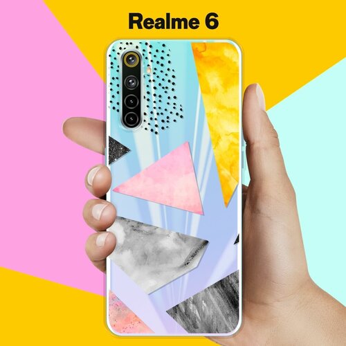 Силиконовый чехол на realme 6 Треугольники / для Реалми 6 силиконовый чехол на realme 6 avocato для реалми 6