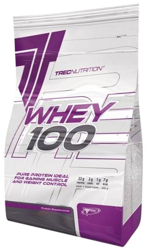 Протеин сывороточный 900 гр, для набора мышечной массы, Trec Nutrition Whey 100, вкус: ваниль