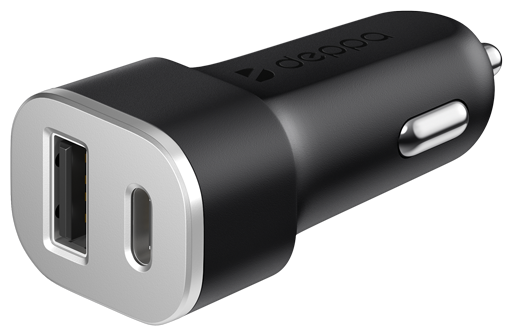 Автомобильное зарядное устройство Deppa USB Type-C + USB A, QC 3.0, Power Delivery, 18Вт., черный - фото №1
