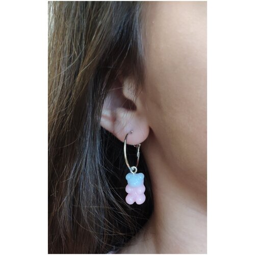 Серьги с подвесками , размер 20 мм, розовый, голубой