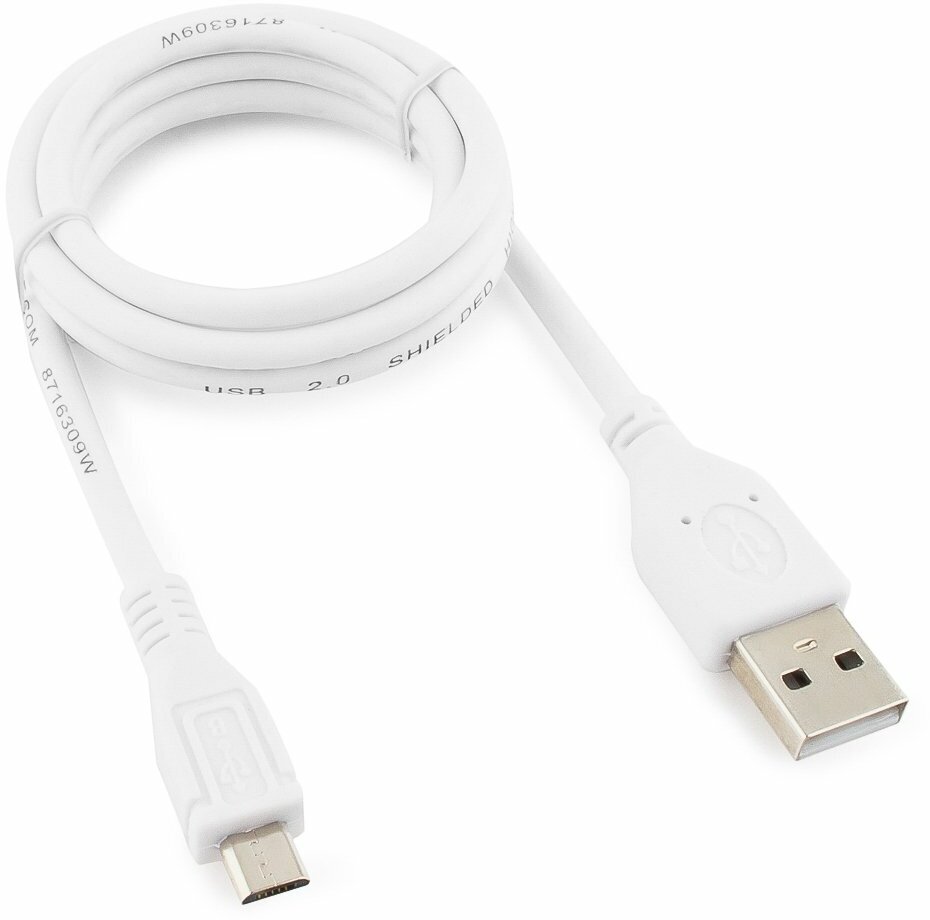 Micro USB кабель Cablexpert CCP-mUSB2-AMBM-W-1M