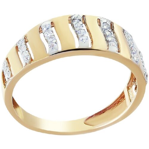 Кольцо РОСТЗОЛОТО, красное золото, 585 проба, циркон, размер 16.5, красный, золотой