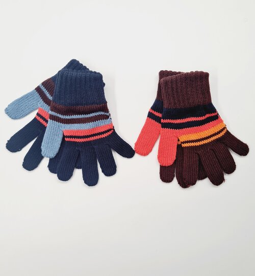Перчатки Margot Bis, размер 12, коричневый, синий