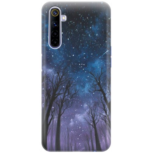 фото Ультратонкий силиконовый чехол-накладка для realme 6 с принтом "ночной лес" gosso
