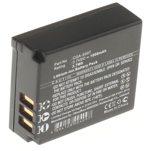 фото Аккумулятор ibatt ib-b1-f218 1000mah для panasonic cga-s007e, cga-s007, cgr-s007e,