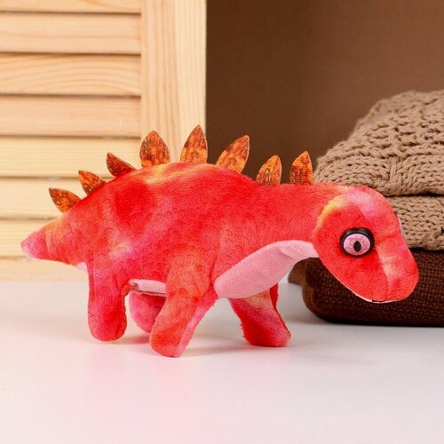 музыкальная игрушка новогодний брелок цвет красный Мягкая музыкальная игрушка «Динозаврик», 27 см, цвет красный