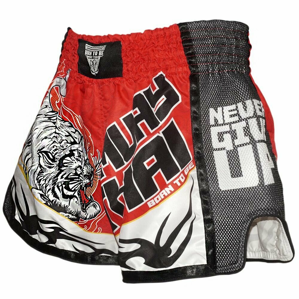 Трусы боксерские Born to be Muaythai Базовая коллекция, размер S, черный, красный — фото 1