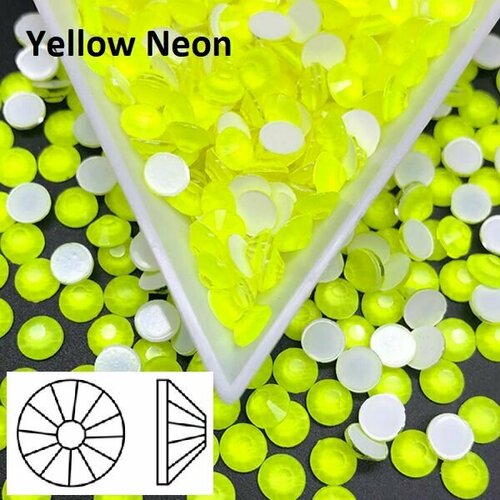 Неоновые стразы клеевые/холодной фиксации, размер ss 20 (4.6-4.8 mm), упаковка100 шт, цвет Yellow Neon (жёлтый неоновый), Корея
