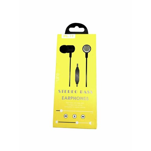 Наушники проводные ML-19 Stereo Bass Earphones черные