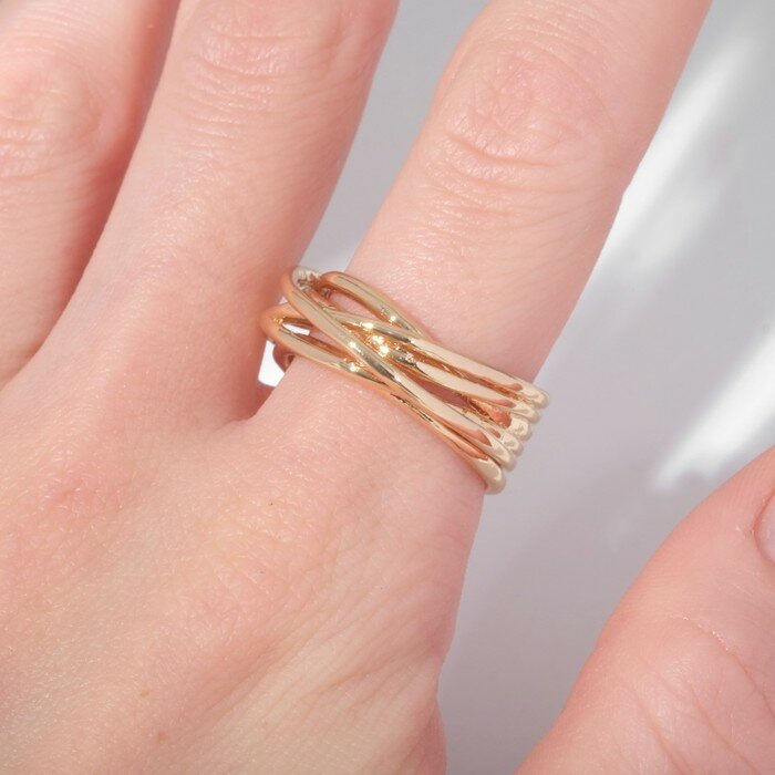 фото Кольцо "Тренд" нити, цвет золото, безразмерное, "Queen fair", цвет золотистый