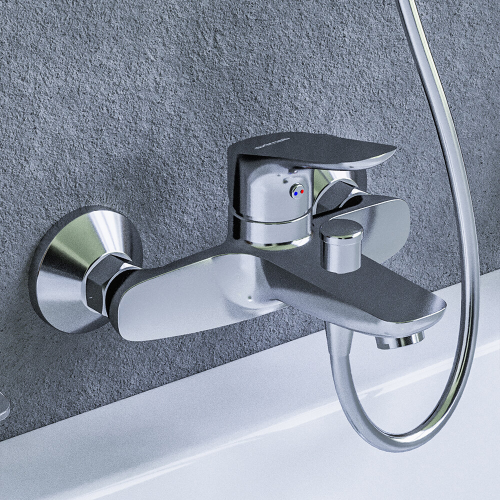 фото Смеситель для ванны Damixa Jupiter 771000001 излив 165 мм, керамический картридж, покрытие High Gloss, аэратор EcoSave, , латунь