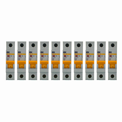 Автоматический выключатель IEK ВА 47-29 (MVA20-1-006-C) 1P 6А тип C 4,5 кА 230/400 В на DIN-рейку (10 шт.) автоматический выключатель mcb4729 1 16 b 1p 16а тип в 4 5 ка 230 в на din рейку 2 шт