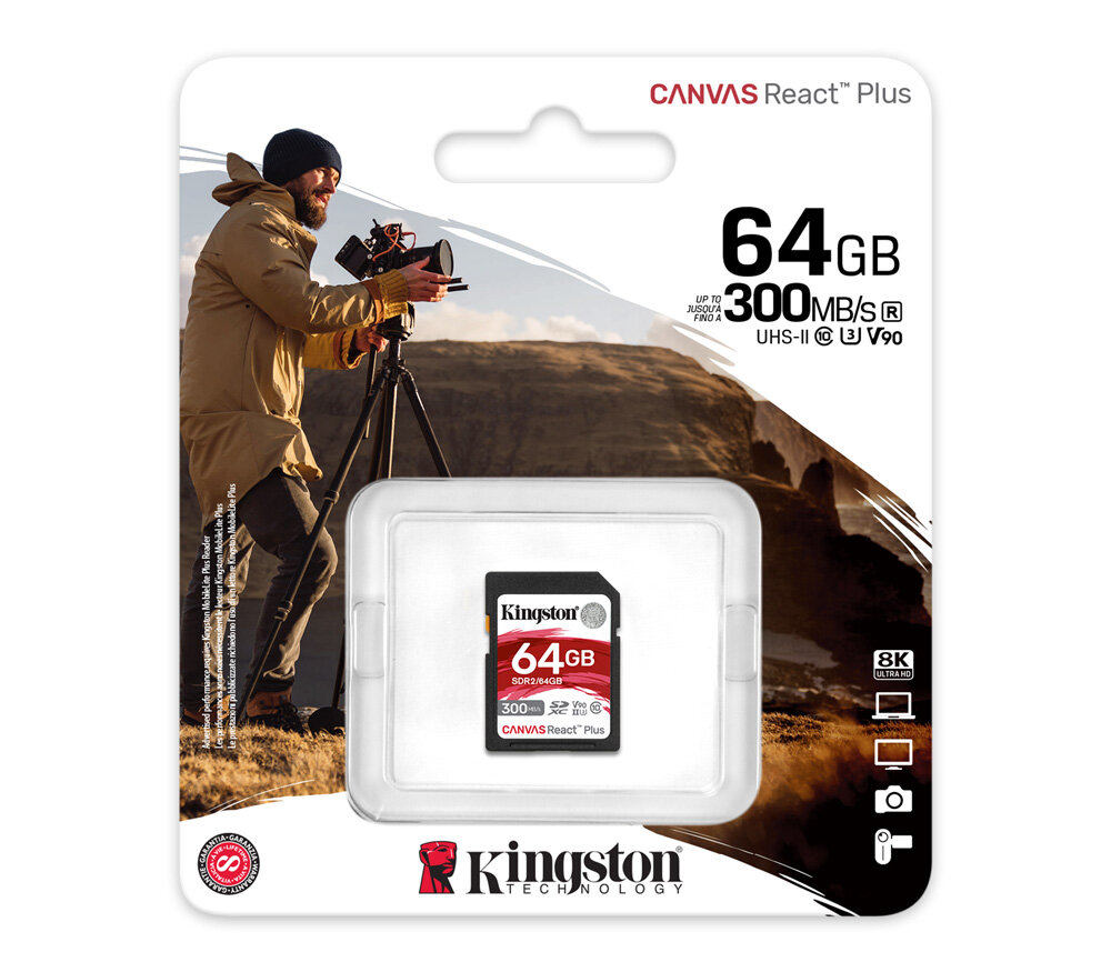 Карта памяти Kingston SDXC 64GB Canvas React Plus UHS-II V90 260/300Mb/s — фото 1