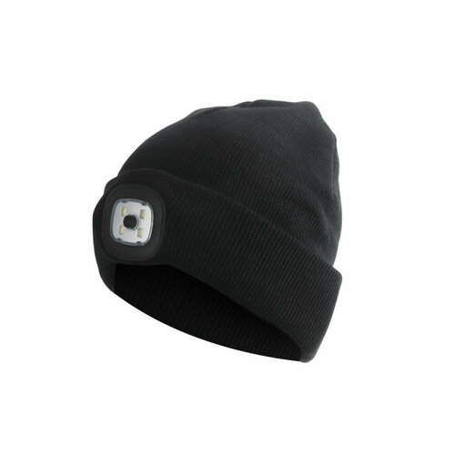 LED фонарь вязаная шапка 2 в 1 MyPads A154423 отстегивающейся встроенный фонарь с USB зарядкой безразмерная черная