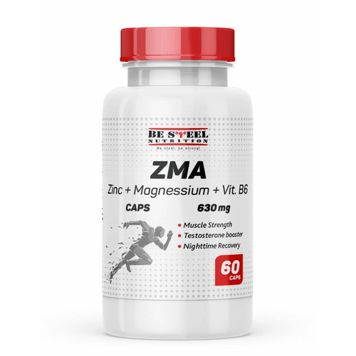 фото Zma - цинк + магний + аспарагиновая кислота 60 капсул be steel nutrition