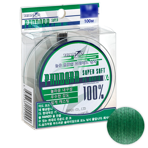 фото Шнур hanzo pandora green x4 100м. 0.13мм.