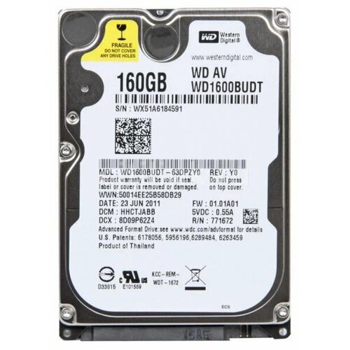 Жесткий Диск Western Digital WD1600BUDT 160Gb SATAII 25 HDD 333500₽