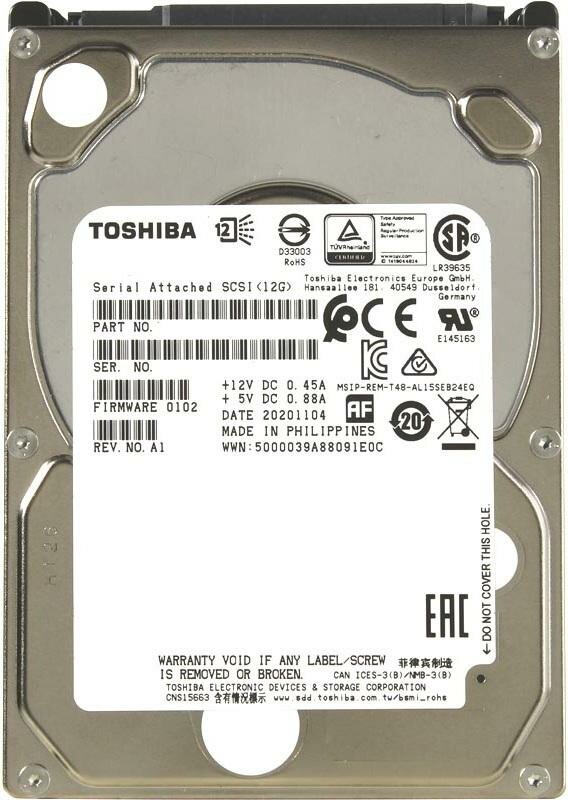Infortrend Toshiba Enterprise 2.5" SAS 12Gb/s HDD, 1.2TB, 10000rpm, 1 in 1 Packing.