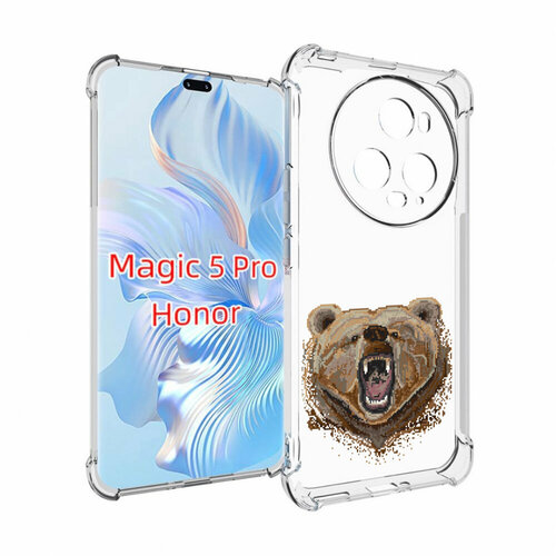 Чехол MyPads пиксельный медведь для Honor Magic 5 Pro задняя-панель-накладка-бампер