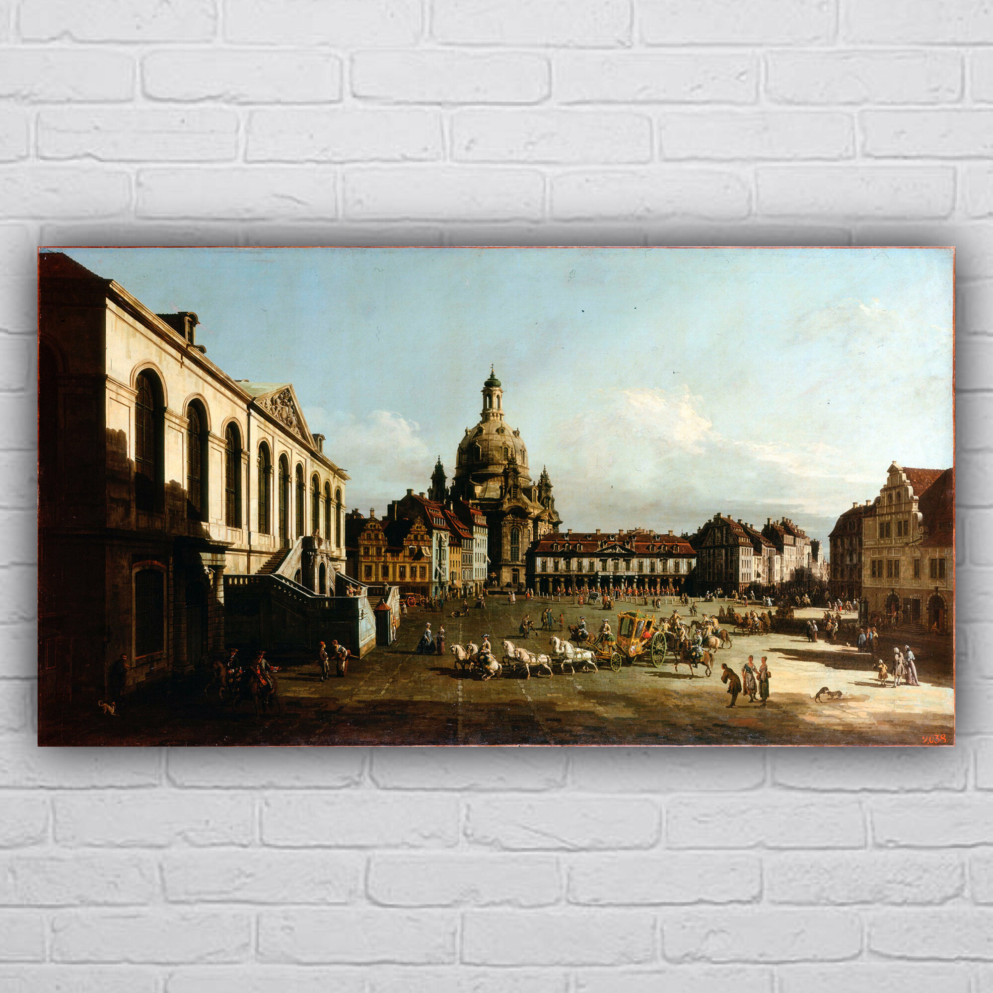 Картина репродукция "Ноймаркт в Дрездене", Бернардо Беллотто, (холст, подрамник, 40х70 см)
