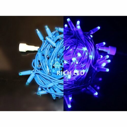 Гирлянда светодиодная синяя постоянного свечения 220B, LED, провод синий, IP65 Rich LED RL-S10C-220V-RB/B
