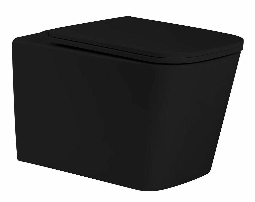 фото Унитаз SantiLine SL-5027MB подвесной черный матовый с сиденьем Микролифт. Система слива Tornado