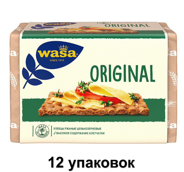 Wasa Хлебцы ржаные Original цельнозерновые, 275 г, 12 уп