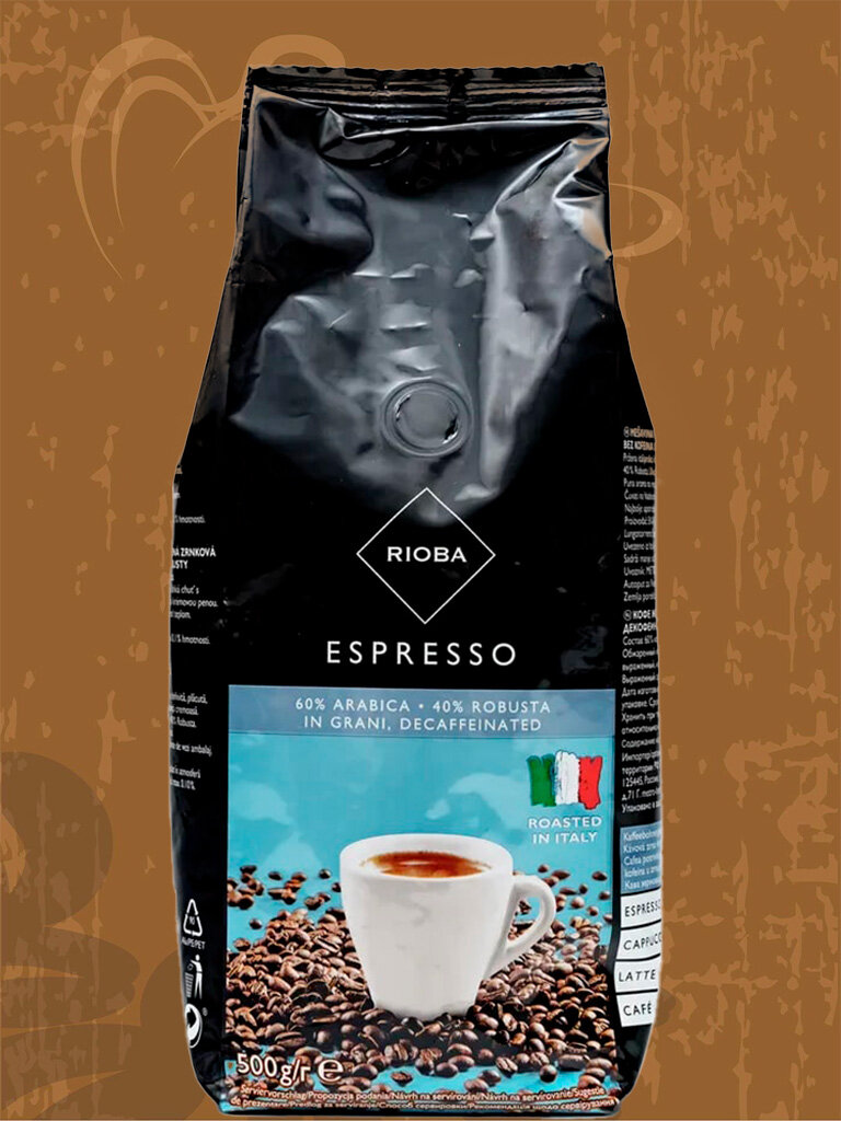 Кофе в зернах Rioba Espresso Decaffeinated, 500 г