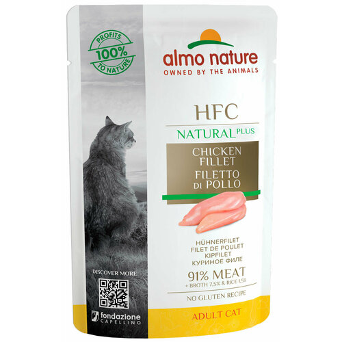 ALMO NATURE CAT ALTERNATIVE для взрослых кошек с куриным филе (55 гр х 24 шт) корм для кошек brit fish dreams с куриным филе с креветками 18 шт х 80 г мини филе