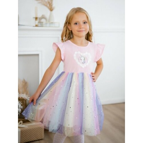 фото Платье youlala, размер 110/116-60, розовый, голубой
