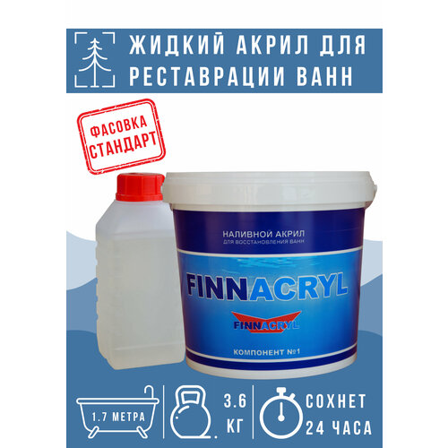 Наливной акрил FinnAcryl 24 Стандарт, для реставрации ванны размером 1,7 м, фасовка 3,6 кг