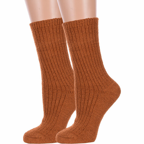 Носки HOBBY LINE, 2 пары, размер 35-40, оранжевый, коричневый носки hobby line 2 пары размер 35 40 бежевый