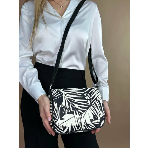 фото Сумка кросс-боди , фактура гладкая, черный, белый unvers leather istanbul